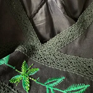 Vintage Sue Wong Linen Midi Dress Beaded Embroidery Summer Party Vacation thumbnail 9
