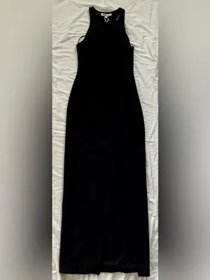 Elizabeth and James Black Maxi Column‎ Dress Lace-Up Side Slit Size 4 thumbnail 3