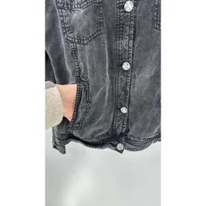 Ariat black gray lightweight shacket with Aztec native indigenous accent buttons thumbnail 7