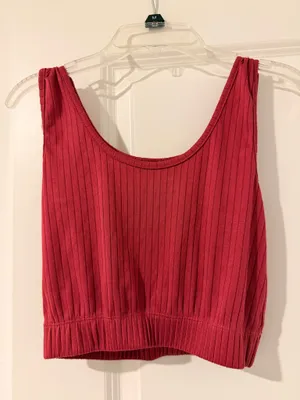 New Mix Ribbed Crop Tank and Drawstring Shorts Set in Red thumbnail 2