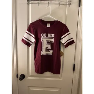 School House "Go Big E" Jersey Style T-Shirt Women's Juniors Size S Maroon White thumbnail 2