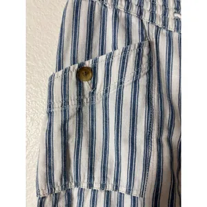 American Eagle Outfitters Women's Size 4 Blue White Striped Pants Tapered Crop thumbnail 4