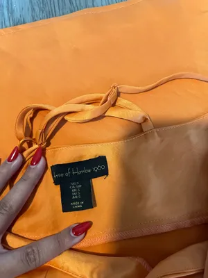 House of Harlow Orange Satin Maxi Halter Dress Size S thumbnail 3