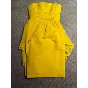 Alfred Angelo Yellow Strapless Sweetheart‎ Chiffon Cocktail Bridesmaid Dress 0 thumbnail 2