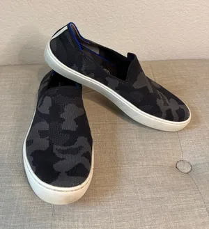 Rothy's Slip-On Sneakers - Black & Gray Camo size 8 thumbnail 1