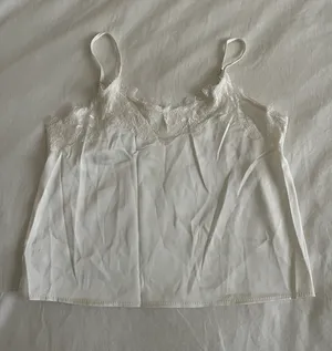 Lace Satin Cami Top White thumbnail 1