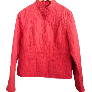 VINTAGE Valerie Stevens Quilted‎ Jacket Coral Pink Collar Button Front Size L thumbnail 1