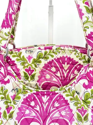 Vera Bradley Glenna Julep Tulip Pink Floral Quilted Cotton Shoulder Tote thumbnail 8