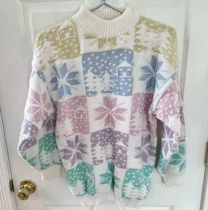 ✨ Vintage 90s SPUNKY “Winter Wonderland” Sparkle Thread Sweater Sz Medium (6) thumbnail 1
