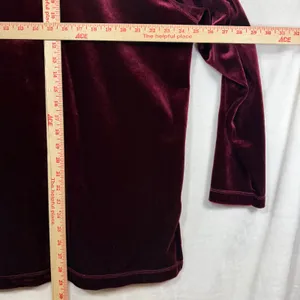 Vintage‎ Honors L Burgundy Velvet Button Down Shirt Y2K Soft Vamp Retro Lounge thumbnail 6
