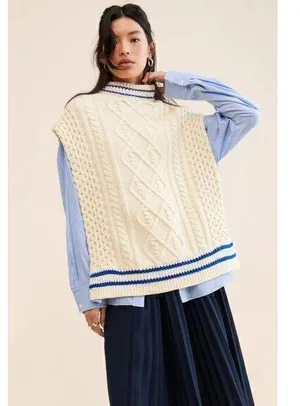 Anthropologie Callahan Viv Mock Neck Cable Knit Sweater Vest Size S thumbnail 1