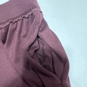 Lands' End Women's Pointelle Sleep Pajama Pants Wide Leg Size M (10-12) Burgundy thumbnail 6