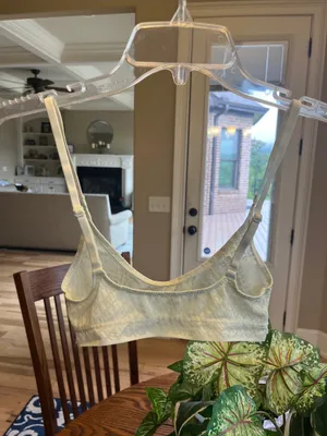 SKIMS Lace Semi SheerLogo Light Yellow Beige Bra Women’s XXS thumbnail 6