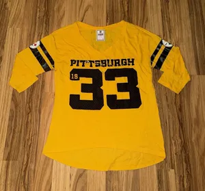 Victoria's Secret PINK Yellow Pittsburgh Steelers V-Neck T-Shirt XS thumbnail 1