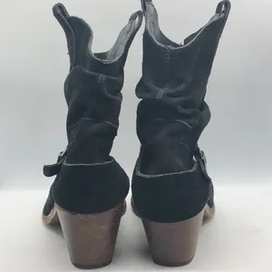 Decree Black Suede Leather Slouch Booties 9 thumbnail 5