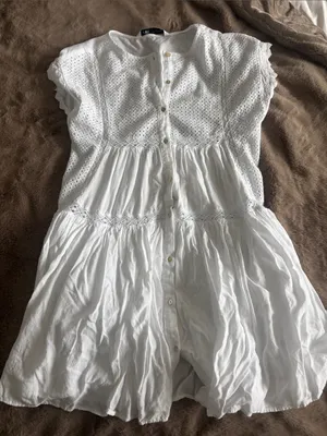 Beautiful Zara linen lace dress size small thumbnail 1