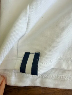 J. Pritchard Hamptons Crop Polo Medium White Navy Tennis Golf Pickleball $98 EUC thumbnail 7