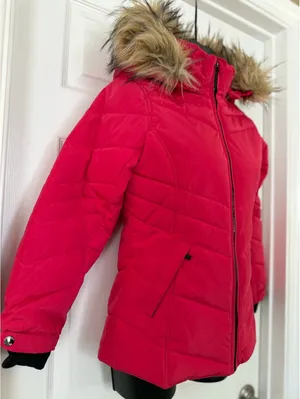 **SALE TODAY ONLY** DKNY pink hooded puffer jacket with faux fur trim thumbnail 2