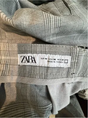 Zara Grey And White Stretchy Plaid Professional Office Tapered Ankle Trousers thumbnail 3