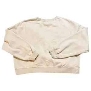 Pull & Bear Size XL Beige‎ Tan Cropped Long Sleeve Crew Neck Sweatshirt Women thumbnail 2