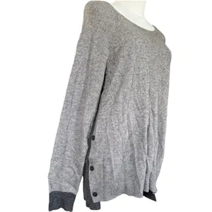 J. Crew Wool Blend‎ Sweater Sz M Gray Black Elbow Patches Two Tone Side Button thumbnail 3