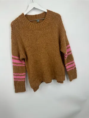 Aerie Brown And Pink Cable Knit Sweater Size XS Boho New With Tags thumbnail 2