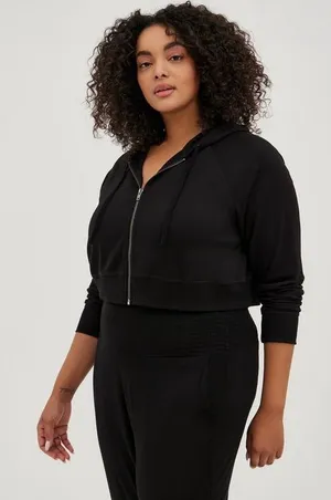 Torrid Lightweight French Terry Zip-Up Crop Hoodie Black 6X NWT‎ thumbnail 1
