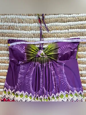 Y2K Rue21 Strapless Purple Halter colorful Sundress thumbnail 5