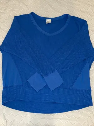 Offline by Aerie Blue Waffle Knit Long Sleeve Shirt thumbnail 1