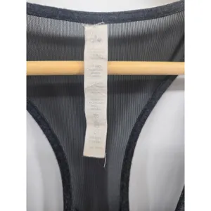 Alo Yoga Romper Womens Small Charcoal Gray Mesh Trim Racerback EUC thumbnail 2