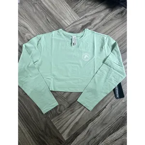 Alphalete Women’s Dynasty Long Sleeve Crop Tee - Pistachio, Size Small thumbnail 2