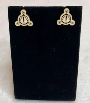 Panic at the Disco Logo Wood Stud Earrings Tan thumbnail 1