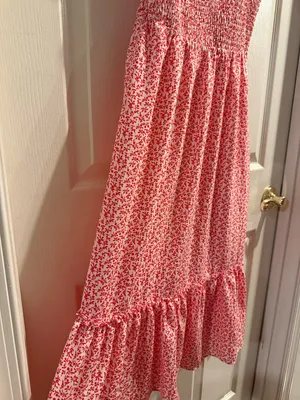 Baltic Born Red & White Floral Tie-Shoulder Smocked Midi Sundress thumbnail 4