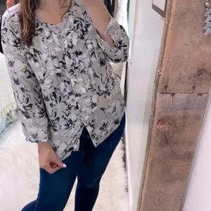 Victorias Secret blue floral silk top size large thumbnail 2