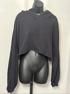 Salvage x Fenty 2X Black Essential Cropped Hoodie with Hood thumbnail 2