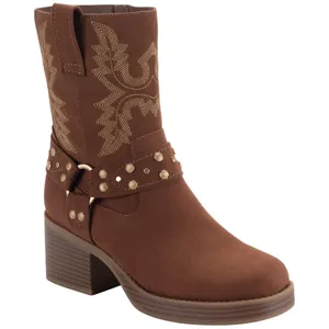 NWT Sun + Stone Womens Norahh Moto Midshaft Bootie Russet Microsuede Brown 8.5M thumbnail 1