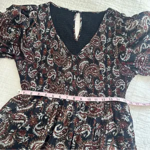 Cleobella Carly Paisley Dress Smocked Pockets XL Avalon Black thumbnail 8