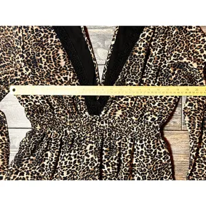 Kendall + Kylie Leopard Print Lace Trim Mini Dress XL Peasant‎ Boho V Neck Short thumbnail 6