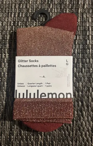 Lululemon Glitter Socks Quarter Length 1 Pair NEW Rockwood thumbnail 1