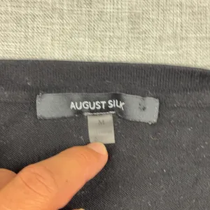 August Silk Sweater Womens M Black Rayon Nylon Crew Neck Tight-Knit Pullover thumbnail 9