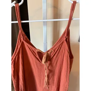 Easel Terracotta Rust Gauze Wide Leg Jumpsuit Adjustable Straps Pockets Medium thumbnail 7