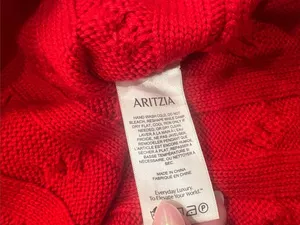 Aritzia Red Cable-Knit Cropped Crewneck Sweater thumbnail 5