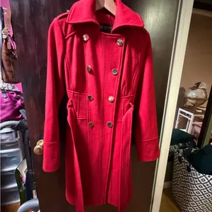 Guess Women's Vibrant Red Trench Coat. Wool blend thumbnail 7