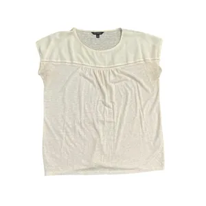 Banana Republic Ivory Linen Blend Short Sleeve Top Size Medium Breezy Flowy Chic thumbnail 2