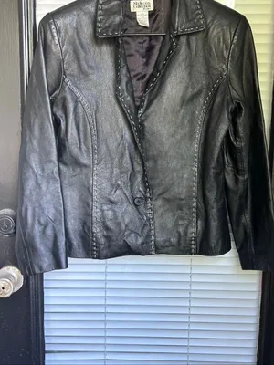 Vintage Style & Co Collection Petite Black Leather Whip stitching Jacket S thumbnail 11