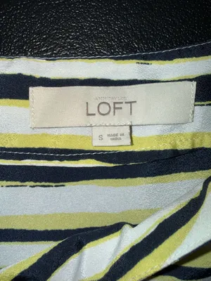 Ann‎ Taylor Loft Women's Striped Short Sleeve Blouse with Back Button Detail thumbnail 2
