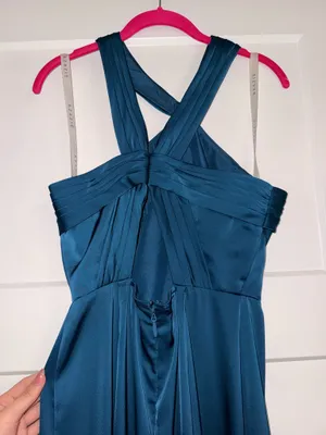 Ink Blue Azazie cross halter dress thumbnail 6