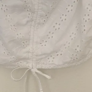 Japna Eyelet Crop Top Sz M White Long Puff Sleeve Cinched Front Boho Cottagecore thumbnail 4