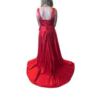 Wear Your Love Satin Slit Dress Red 4 NWT thumbnail 3