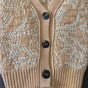 Free People Beige and Cream Knit Vest Geometric Pattern Sweater thumbnail 15